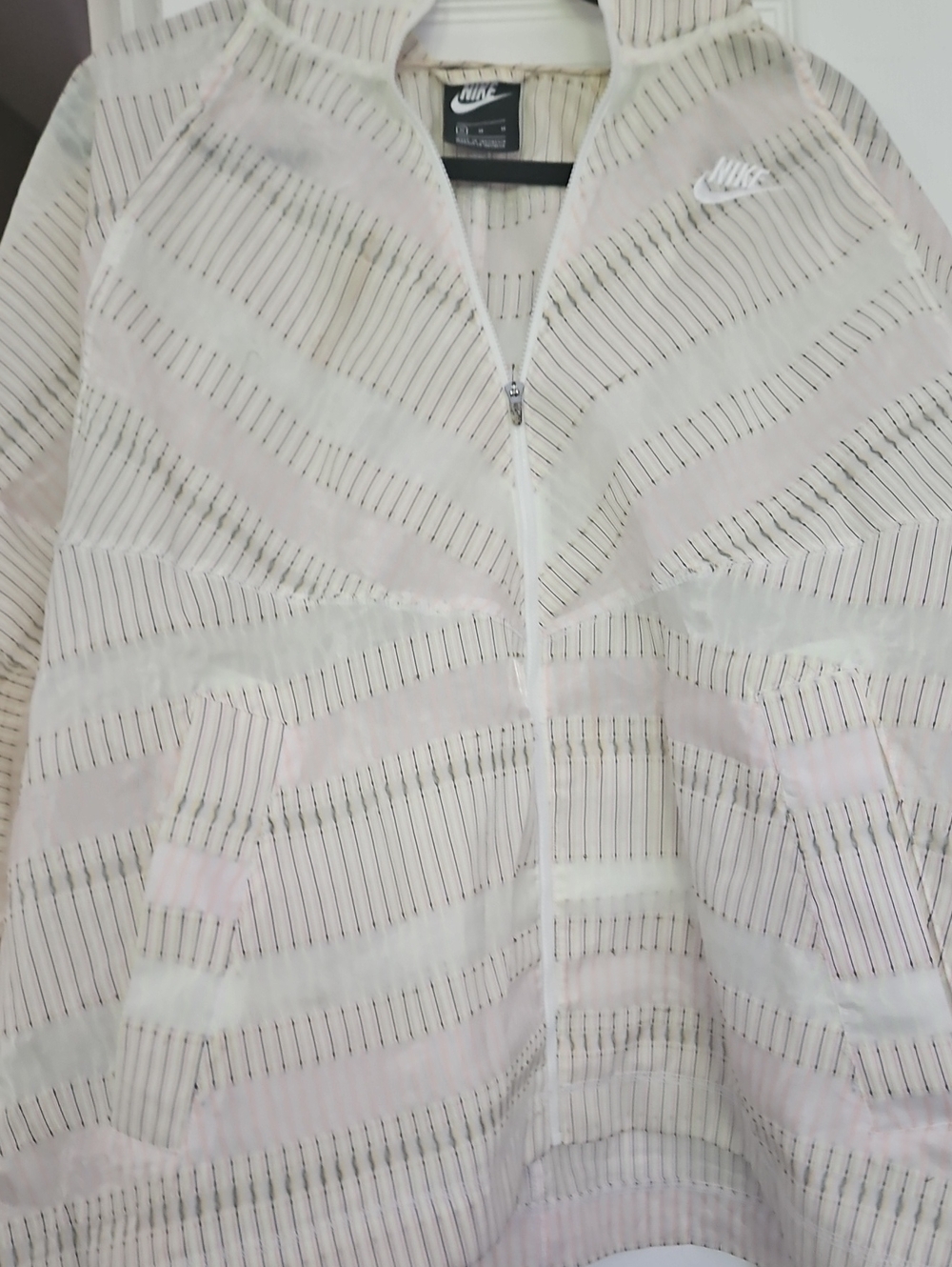 Nike Women's Pale Pink & Cream Striped Bomber Jacket - Picture 1 of 1